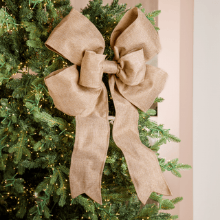 Brown Burlap Bow 18 inches - Irony Home