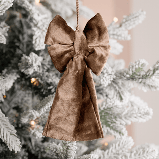 Brown Velvet Bow Ornament - Irony Home