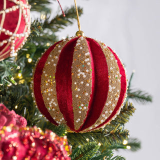 Burgundy And Gold Ball Ornament - ironyhome