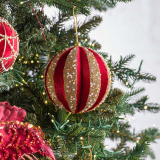 Burgundy And Gold Ball Ornament - ironyhome