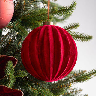 Burgundy Flocked Ball Ornament - ironyhome