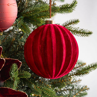 Burgundy Flocked Ball Ornament - ironyhome