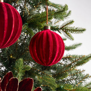 Burgundy Flocked Ball Ornament - ironyhome