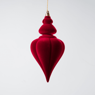 Burgundy Flocked Finial Ornament 10-inch - Irony Home