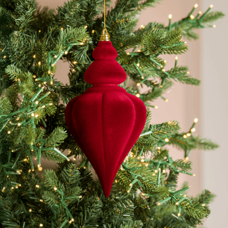 Burgundy Flocked Finial Ornament 10-inch - Irony Home