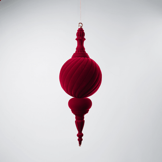 Burgundy Flocked Finial Ornament 23-Inch - Irony Home