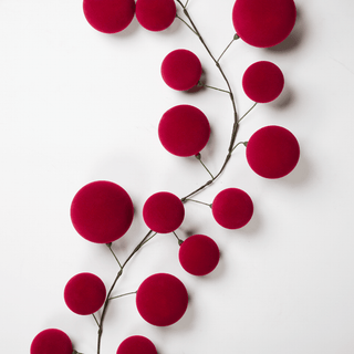 Burgundy Flocked Mixed Ball Garland 6-Foot - Irony Home