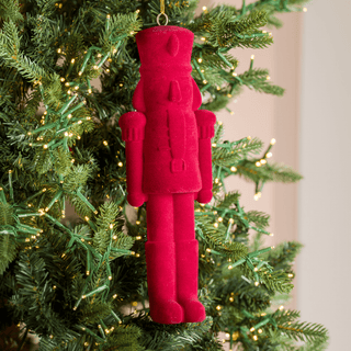 Burgundy Flocked Nutcracker Ornament 12-Inch - Irony Home