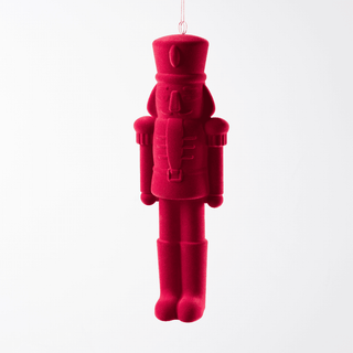 Burgundy Flocked Nutcracker Ornament 12-Inch - Irony Home