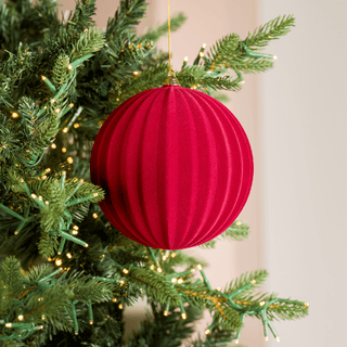 Burgundy Flocked Round Ornament - Irony Home