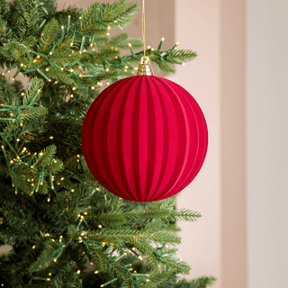 Burgundy Flocked Round Ornament - Irony Home