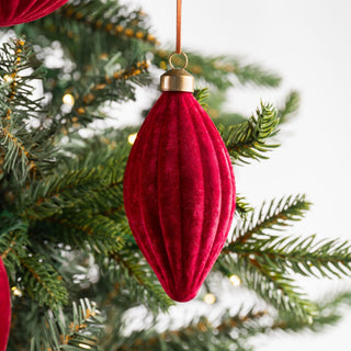 Burgundy Flocked Shuttle Ornament - ironyhome