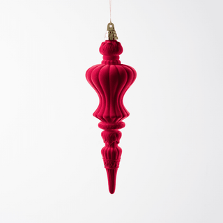 Burgundy Flocked Wire Finial Ornament 12-Inch - Irony Home