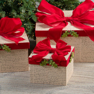 Burgundy Gift - Box With Red Bow (Set of 3) - ironyhome