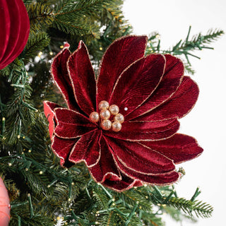 Burgundy Velvet Blooming Magnolia Pick - ironyhome