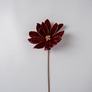 Burgundy Velvet Blooming Magnolia Pick - ironyhome