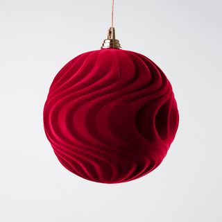 Burgundy Water Ripple Flocked Ball Ornament - Irony Home