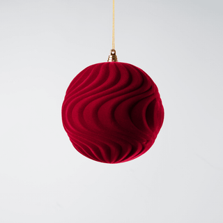 Burgundy Water Ripple Flocked Ball Ornament - Irony Home