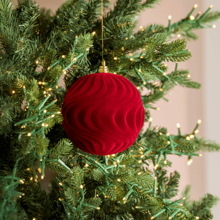 Burgundy Water Ripple Flocked Ball Ornament - Irony Home