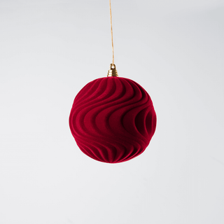 Burgundy Water Ripple Flocked Ball Ornament - Irony Home