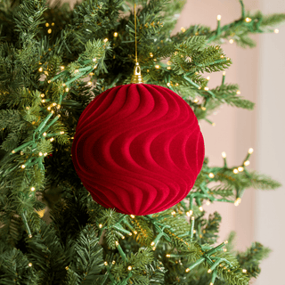 Burgundy Water Ripple Flocked Ball Ornament - Irony Home