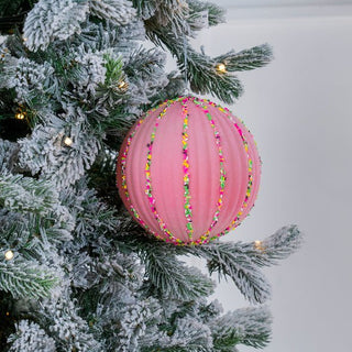Candyland - Inspired Blush Pink Felt Ball Ornament with Sprinkles - ironyhome