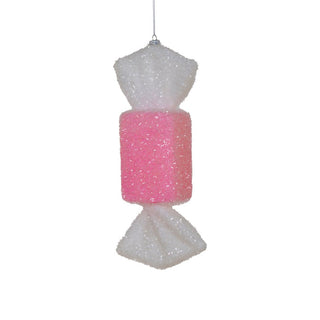 Candyland - Inspired Pink & White Ornament with Tinsel Detailing - ironyhome