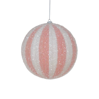 Candyland - Inspired Pink & White Striped Ornament with Sparkling Glitter - ironyhome