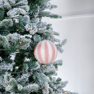 Candyland - Inspired Pink & White Striped Ornament with Sparkling Glitter - ironyhome