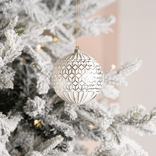 Champagne Beige Painted Design Ball Ornament 4-inch - Irony Home
