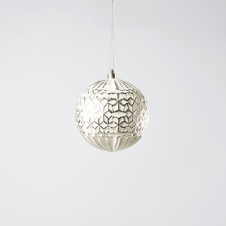 Champagne Beige Painted Design Ball Ornament 4-inch - Irony Home