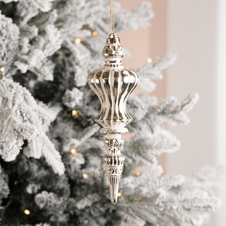 Champagne Beige Painted Finial Ornament 12-Inch - Irony Home