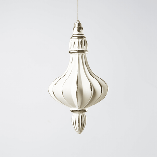 Champagne Beige Painted Stripe Chandelier Ornament 8.5-Inch - Irony Home