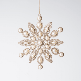 Champagne & Pearl Snowflake Ornament 7.5-inch - Irony Home