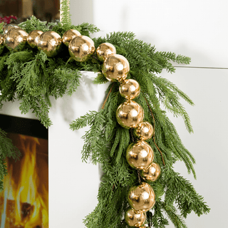 Champagne Shiny Ball Garland 6-Foot - Irony Home