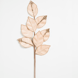 Champagne Velvet Leaf Pick with Glitter - Irony Home