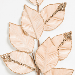 Champagne Velvet Leaf Pick with Glitter - Irony Home
