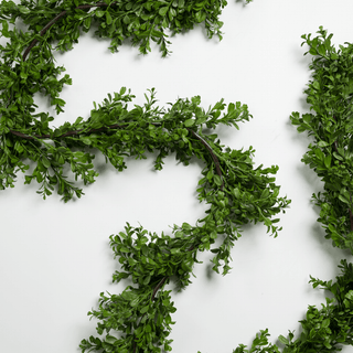Classic Green Boxwood Holiday Garland - 9 inch - Irony Home