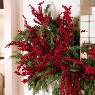 Classic Red Thin Berry Holiday Garland - Irony Home