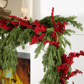 Classic Red Thin Berry Holiday Garland - Irony Home