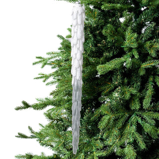 Clear 18" Icicle Ornament with White Glitter - ironyhome