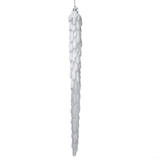 Clear 18" Icicle Ornament with White Glitter - ironyhome