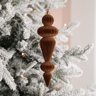Coffee Flocked Shatterproof Finial Ornament - Irony Home