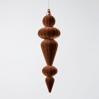 Coffee Flocked Shatterproof Finial Ornament - Irony Home