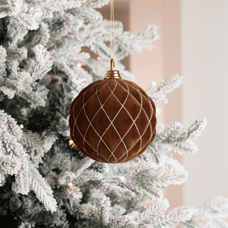 Coffee Flocked Shatterproof Ornament - 6 inch - Irony Home