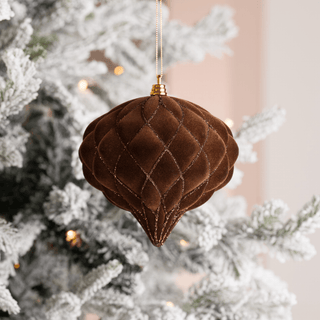 Coffee Flocked Shatterproof Ornament - 6 inch - Irony Home