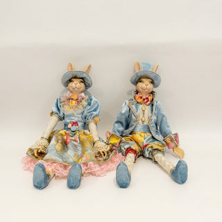 Couture Bunny Duo Sitting Figurines - ironyhome