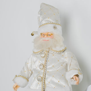 Cream Standing Santa With Black Stand - ironyhome