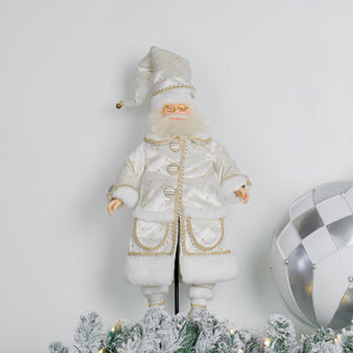 Cream Standing Santa With Black Stand - ironyhome