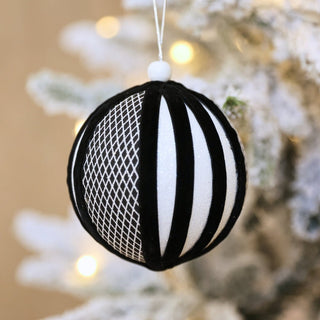 Cross Textured Monochrome Velvet Ball Ornament - ironyhome